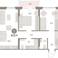 Квартира 67 м², 2-комнатная - изображение 3