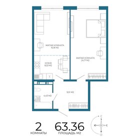 Квартира 63,4 м², 2-комнатная - изображение 1