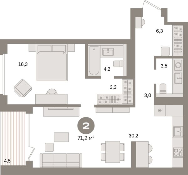 71,2 м², 1-комнатная квартира 26 450 000 ₽ - изображение 30