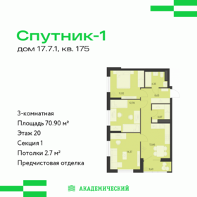 Квартира 70,9 м², 3-комнатная - изображение 1