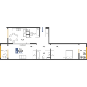 Квартира 67 м², 2-комнатная - изображение 1