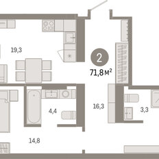 Квартира 71,8 м², 2-комнатная - изображение 3