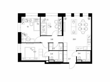 Квартира 73,6 м², 3-комнатная - изображение 1