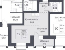 37,2 м², квартира-студия 5 800 000 ₽ - изображение 1