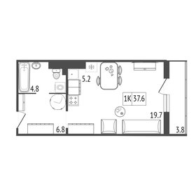 Квартира 37,6 м², 1-комнатная - изображение 1