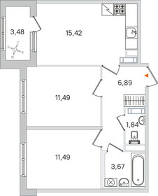 Квартира 52,5 м², 2-комнатная - изображение 1