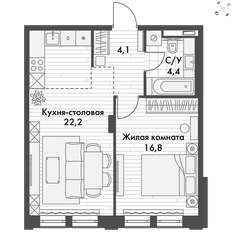 Квартира 45,5 м², 2-комнатная - изображение 3
