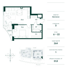 Квартира 51,8 м², 1-комнатная - изображение 2