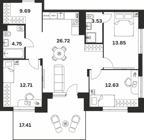 Квартира 88,4 м², 3-комнатная - изображение 1