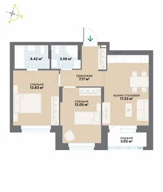 Квартира 61,3 м², 2-комнатная - изображение 1