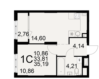 Квартира 35,2 м², 1-комнатная - изображение 1