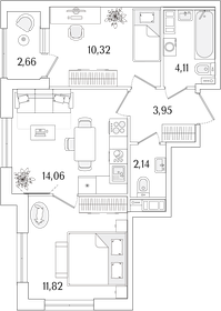 Квартира 47,7 м², 2-комнатная - изображение 1