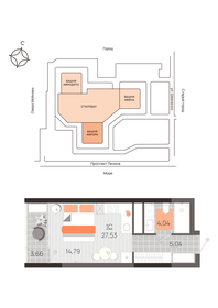 Квартира 27,5 м², студия - изображение 1