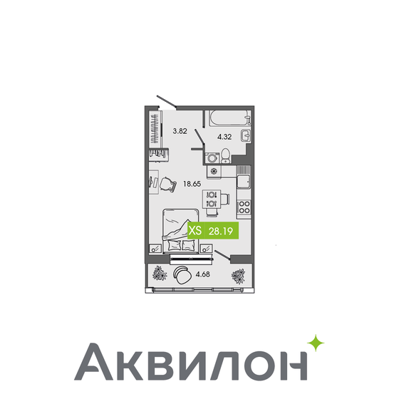 27,8 м², квартира-студия 3 667 507 ₽ - изображение 23