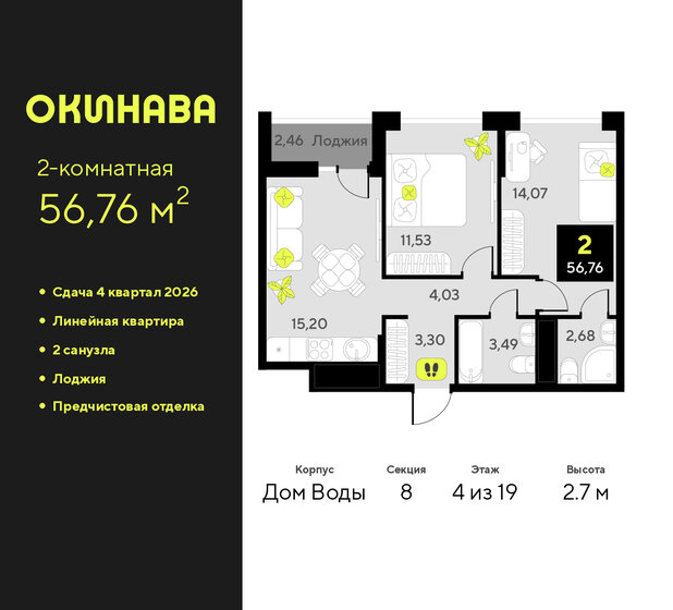 42,2 м², 2-комнатная квартира 3 000 000 ₽ - изображение 54
