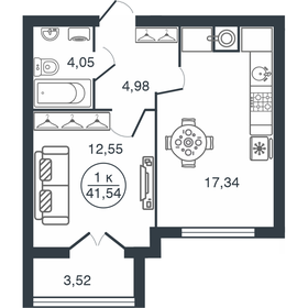 Квартира 41,5 м², 1-комнатная - изображение 1