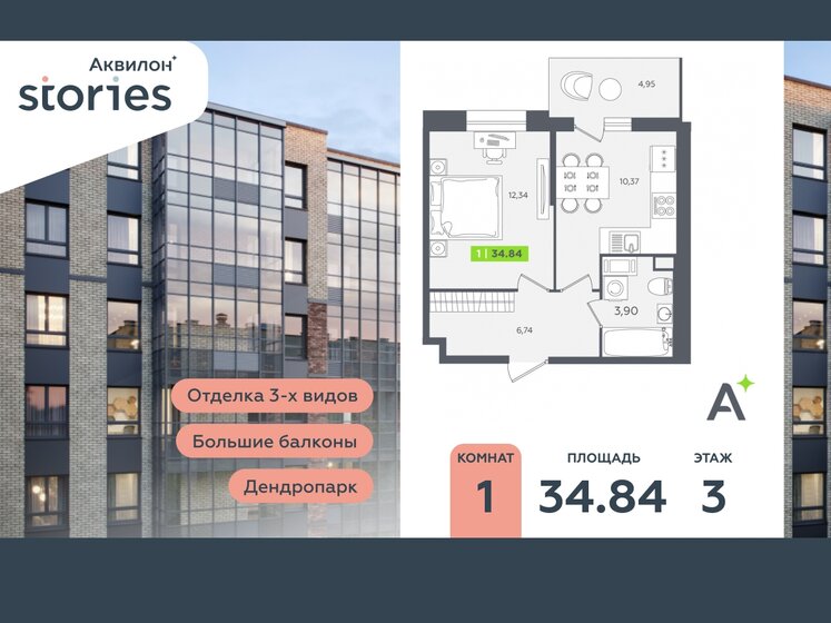34,8 м², 1-комнатная квартира 6 954 982 ₽ - изображение 33