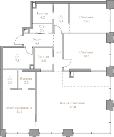 Квартира 133,3 м², 3-комнатная - изображение 1