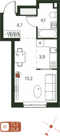 Квартира 25,9 м², 1-комнатная - изображение 1