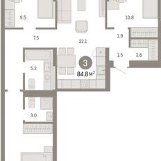 Квартира 84,8 м², 3-комнатная - изображение 3