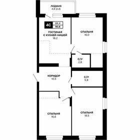 Квартира 90,8 м², 4-комнатная - изображение 1