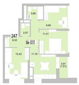 Квартира 60,6 м², 3-комнатная - изображение 1
