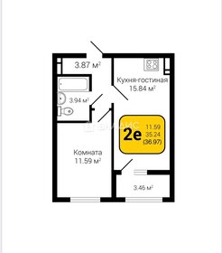 Квартира 37 м², 1-комнатная - изображение 1