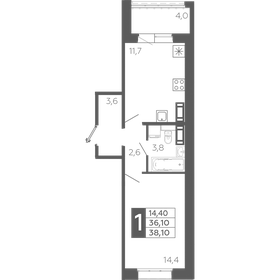 Квартира 38,1 м², 1-комнатная - изображение 1