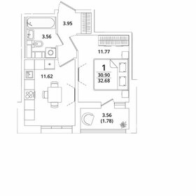 Квартира 32,7 м², 1-комнатная - изображение 1