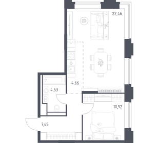 Квартира 50 м², 1-комнатная - изображение 1