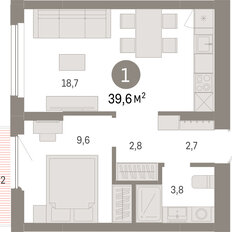 Квартира 39,6 м², 1-комнатная - изображение 3