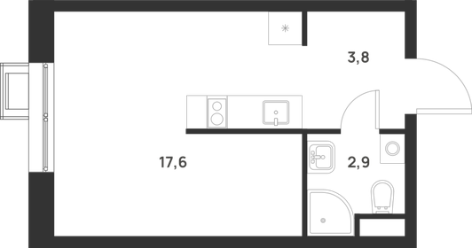 Квартира 24,3 м², студия - изображение 1