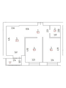 Квартира 73,9 м², 2-комнатная - изображение 1