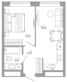 Квартира 35,4 м², 1-комнатная - изображение 1