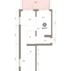 Квартира 84 м², 2-комнатная - изображение 2