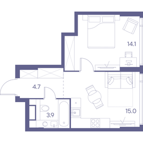 Квартира 37,7 м², 1-комнатная - изображение 1