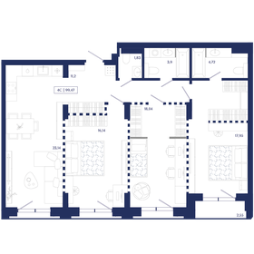 Квартира 99,5 м², 4-комнатная - изображение 1