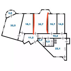 30,7 м², комната - изображение 1