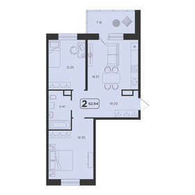 Квартира 62,6 м², 2-комнатная - изображение 1