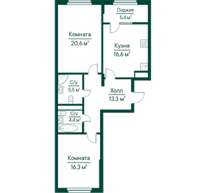 Квартира 82 м², 2-комнатная - изображение 1