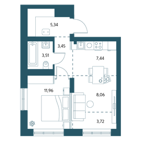Квартира 41,6 м², 1-комнатная - изображение 1