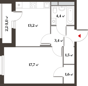 Квартира 40,8 м², 1-комнатная - изображение 1