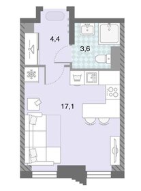 Квартира 25,1 м², студия - изображение 1