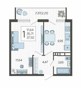 Квартира 38 м², 1-комнатная - изображение 1