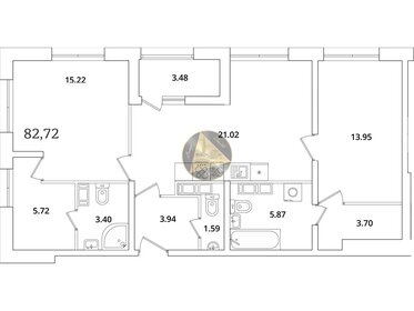 Квартира 82,7 м², 2-комнатная - изображение 1