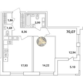 Квартира 70,1 м², 2-комнатная - изображение 1