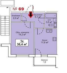 Квартира 36,4 м², 1-комнатная - изображение 1