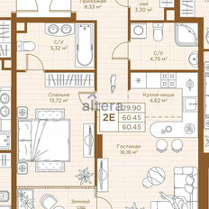 Квартира 60,5 м², 1-комнатная - изображение 2