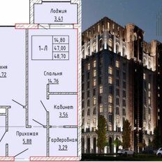 Квартира 48,7 м², 1-комнатная - изображение 1