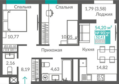 Квартира 52,4 м², 2-комнатная - изображение 1